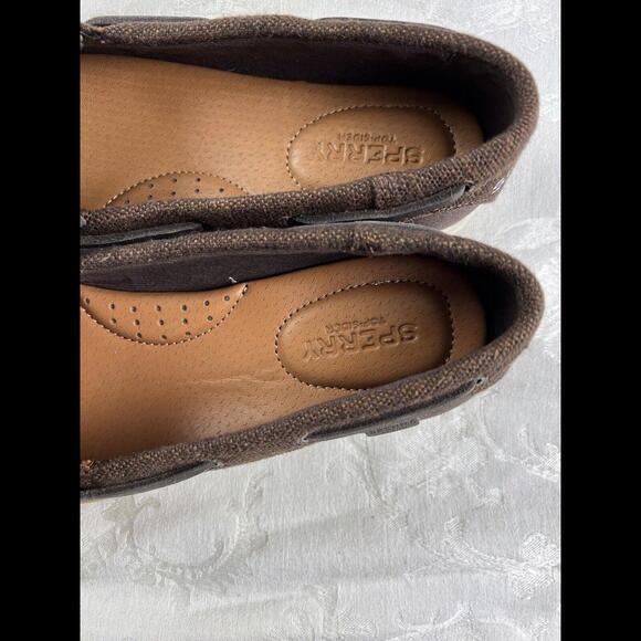 Sperry Top Sider Womens Shoes Size 7 Brown Fabric And Leather  Boat Shoes Loafer - Picture 8 of 9